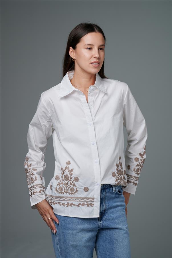 Camisa Vizantina Poplin Bordada